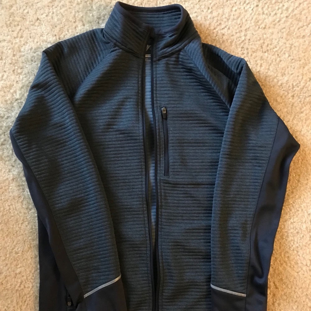 Navy blue jacket ( active wear, zip pull up )